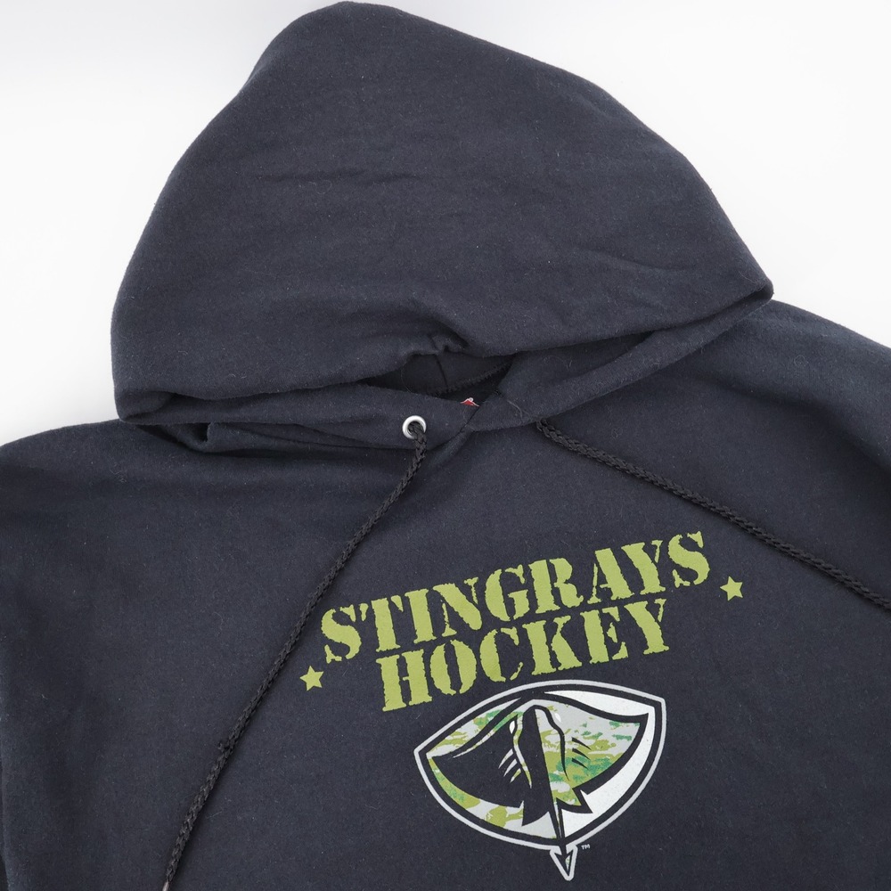 Hanes Stingrays Hockey Military Appreciation Hoodie Navy Long Sleeve Mens Large